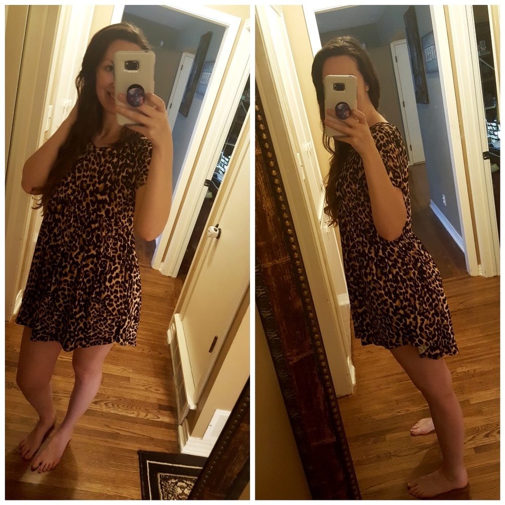 Red Lolly Animal Print Babydoll Dress